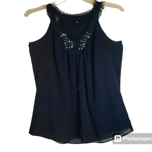 Banana Republic women's XL black baddazed neckline sleeveless pullover top. 4000